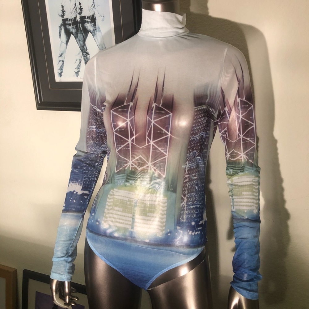 NWOT Fashion Nova Semi-Sheer Cardi B Bodysuit